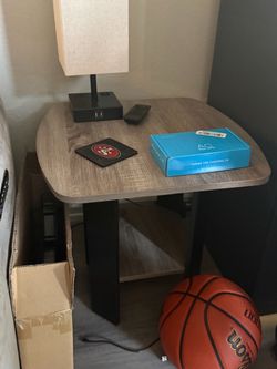 Wood Top End Table with Lower Shelf