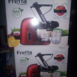 Fretta Cold Press Juicer,Masticating Slow Juicer, 3'' Large Feeding Chute fit Whole Fruits and Vegetable,High Juice Yield,BPA Free, Easy to Clean, Red