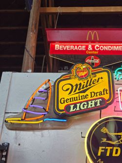 Miller light neon beer sign
