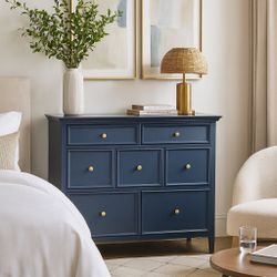 Beautiful Navy Modern 7 Drawer Wood Dresser