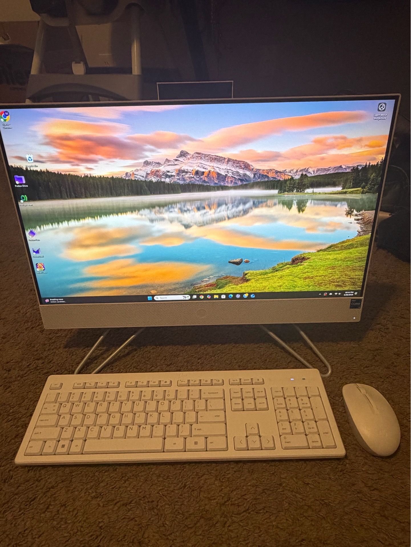 White all-in-one touchscreen computer