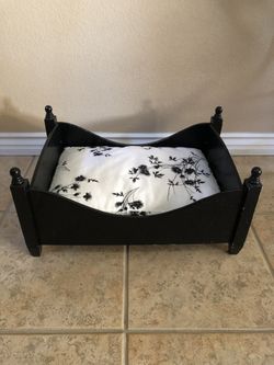 Distressed Black Wood Pet Bed and Pillow