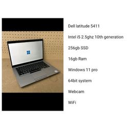 ( Laptop )

Dell latitude 5411 Intel i5 2.4ghz 10th generation 16gb ram Wifi windows 11 pro 256gb SSD Webcam