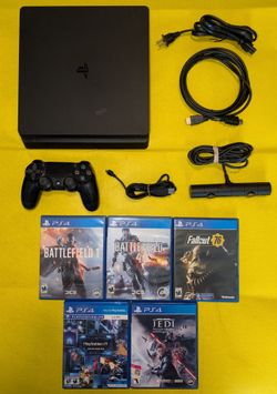 PS4 Slim 1TB Bundle + 5 Games & Camera | Firmware 10.01 | Ready to Play