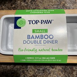 Top Paw Bamboo Double Dinner Bowls (Small)