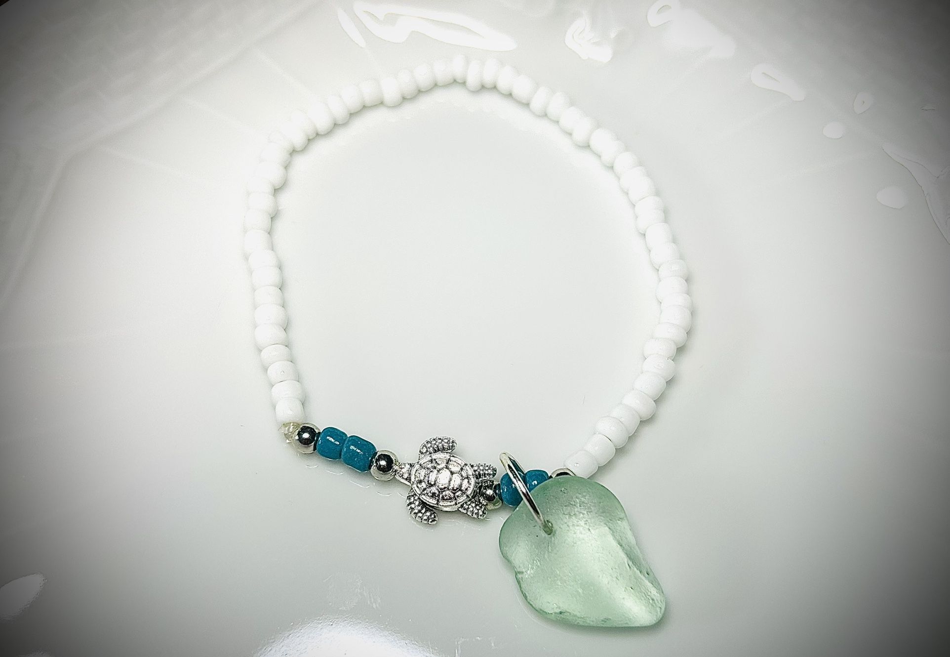Summer Sea Glass Anklet (one size fits all/elastic)