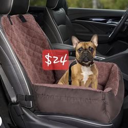Dog Car Seat for Small Dogs, Pet Booster Seat Fully Detachable Washable Dog Seat for Car Travel Dog Bed with Storage Pockets and Clip-On Safety Leash
