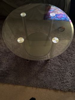 Modern Round Glass End Table – Chrome Accent Side Table