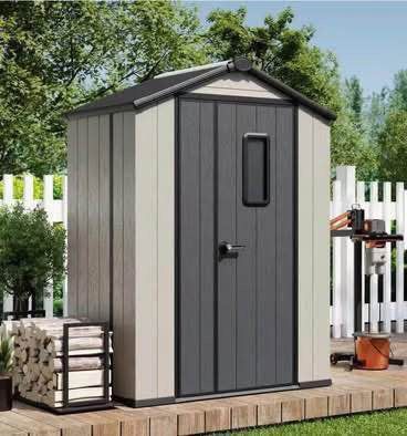 New in Box 3x5 FT Resin Storage Shed 0.6" Thick Panels Weatherproof Outdoor Tool Shed with Floor