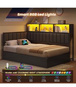 Twin corner bed frame with under storage