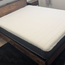 Queen Bed Frame, 12inch Hybrid Mattress 