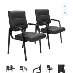 2 Office Home Executive Reception W/ Metal Frame, Black