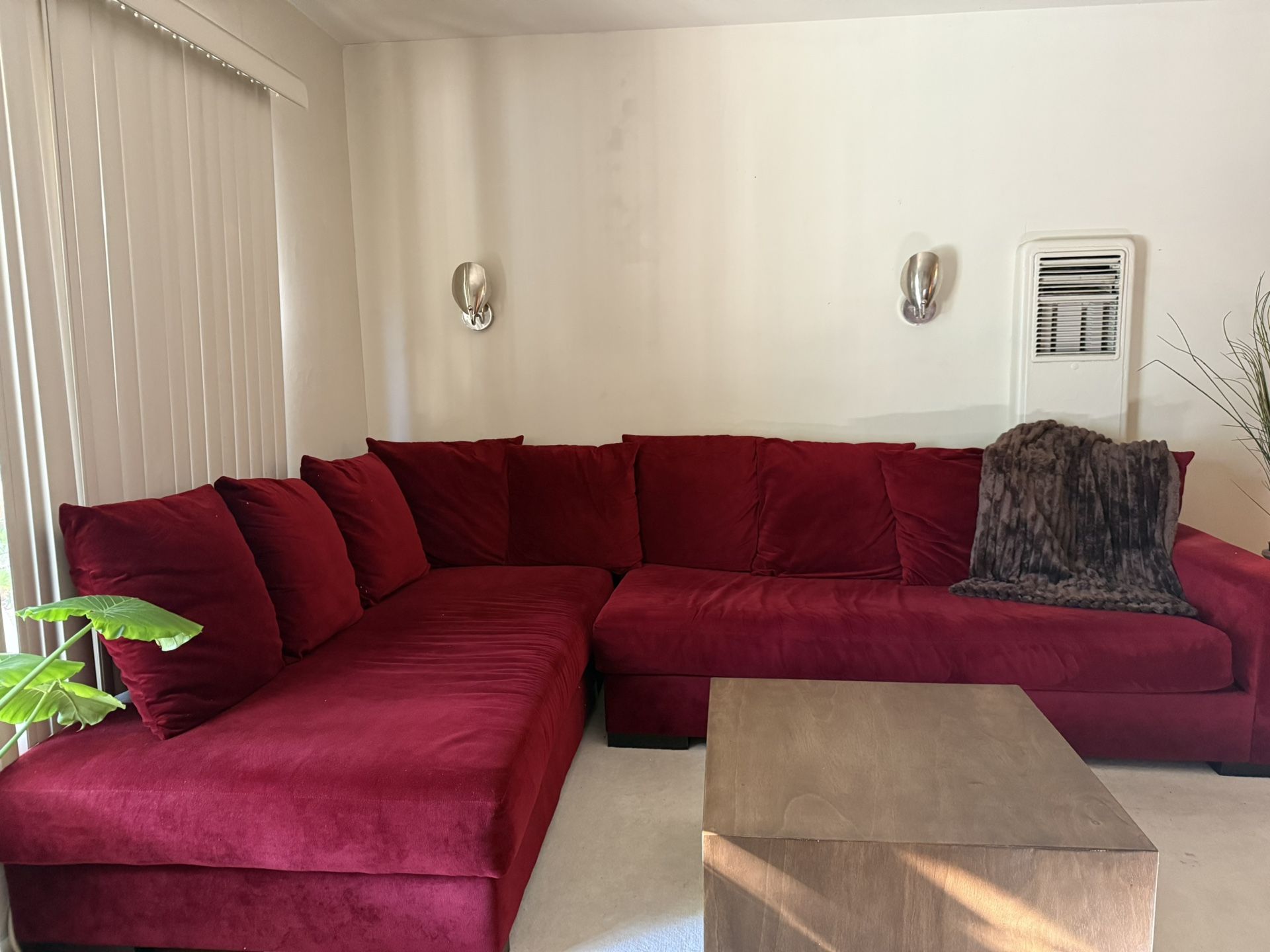 Custom Red Velvet Couch