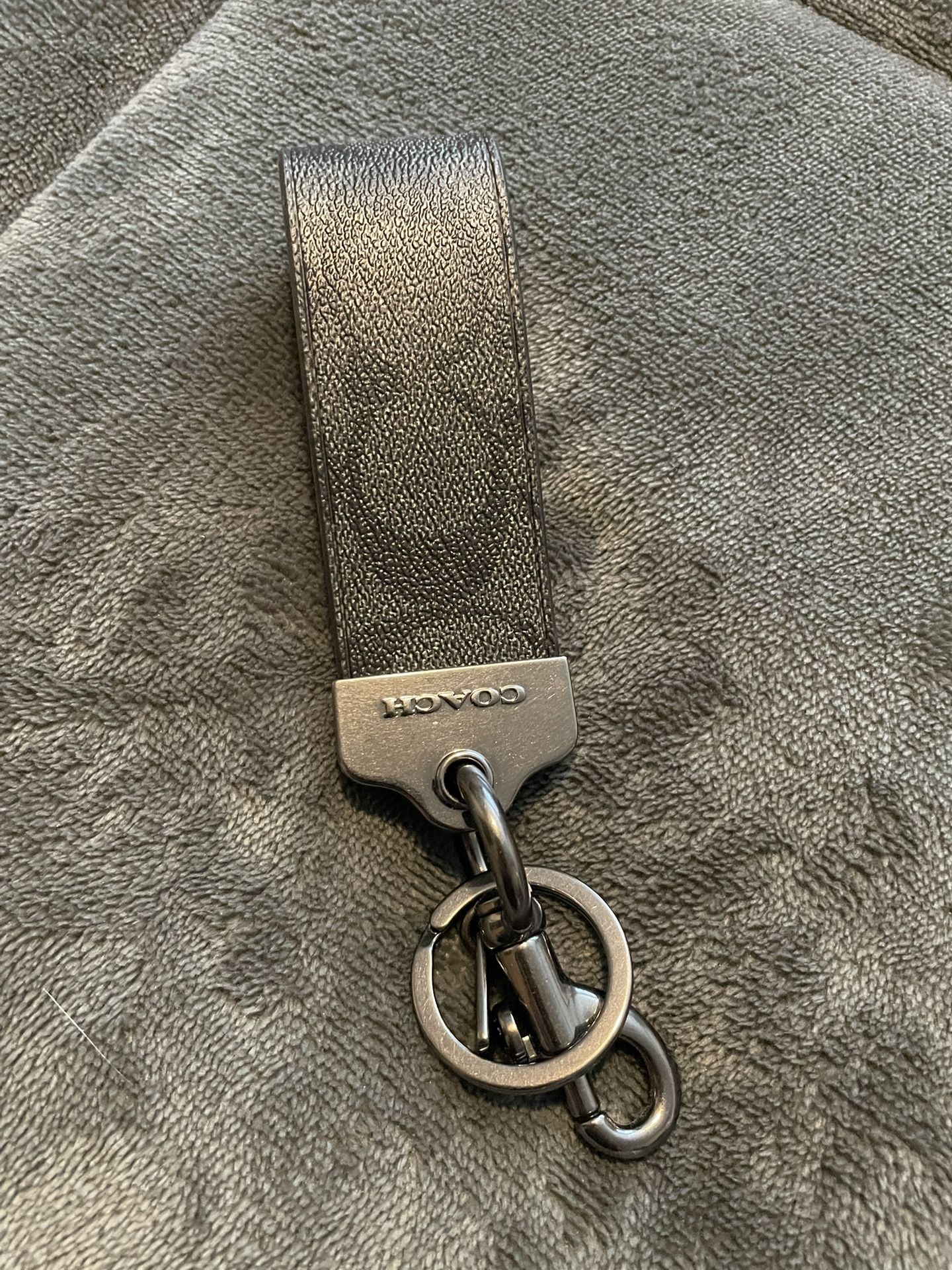 Coach Keychain Fob Black/grey In Color With Gunmetal Porch Pickup