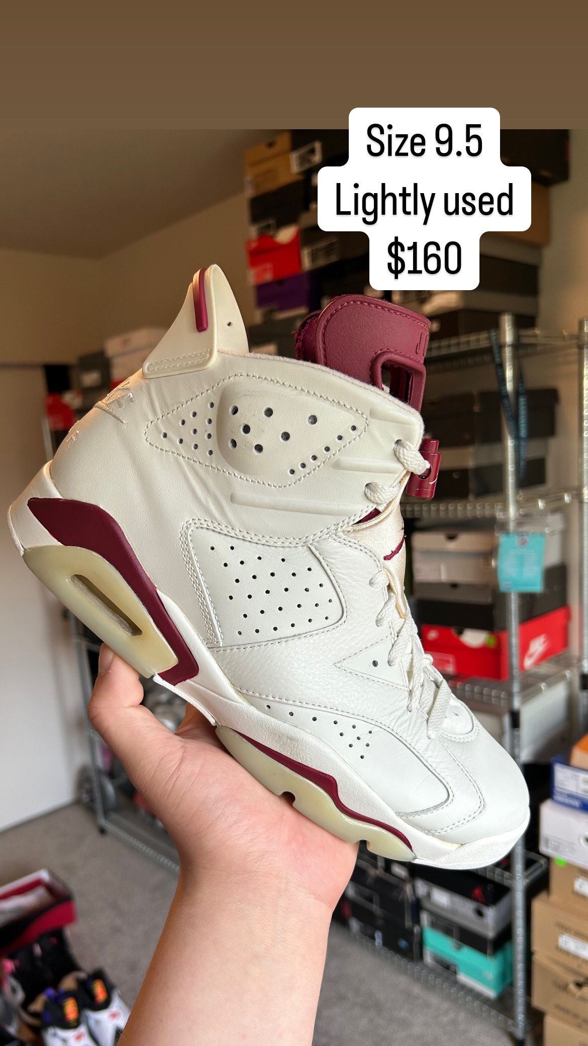 Jordan 6 Maroon Size 9.5