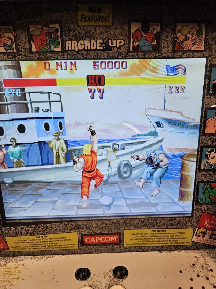 Street Fighter 1up Arcade Video Game Machine $100 Firm Stand Included