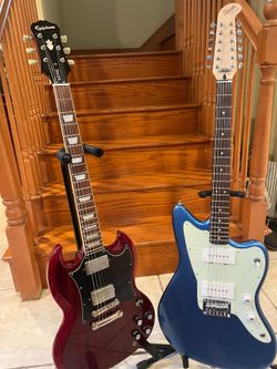 Squier Paranormal Jazzmaster and Epiphone SG Pro