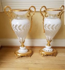 Italian hand cut crystal vases