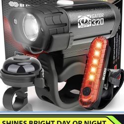Bike Lights for Night Riding with Bell, Super Bright Bicycle Reflectors, USB Rechargeable Bike Lights Front and Back, Water-Resistant, 4+5 Modes Headl