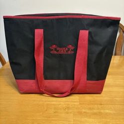 Trader Joe's Insulated Tote Shopping Bag Red Black Large 15"x13"x6" Hot Cold F5