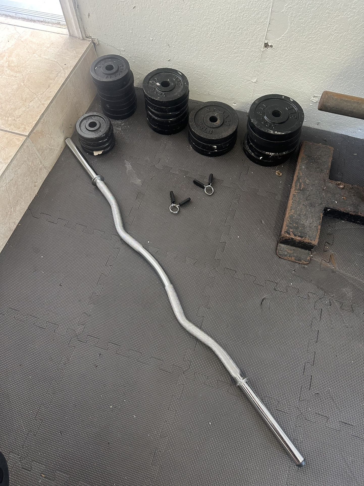 Ez Curl Bar With Weights
