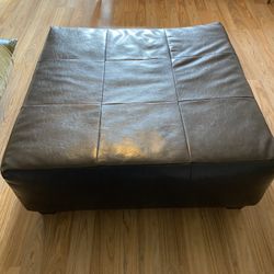 Leather Square Ottoman 