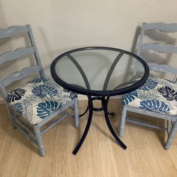 Iron Bistro Table with Shabby Chic Chairs