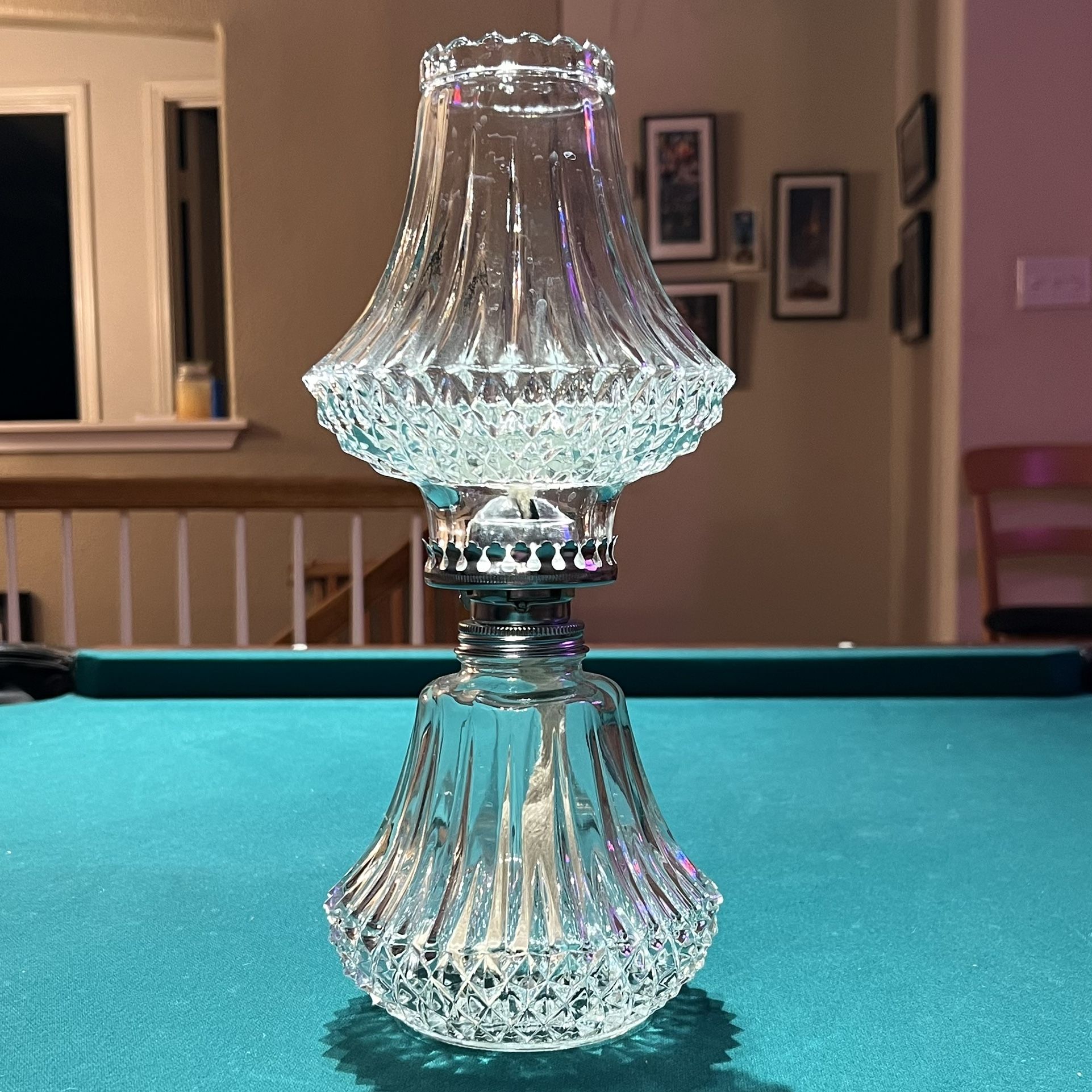 Vintage Crystal Glass Oil Lamp By Lamplight Farms Is New w/o Tags !