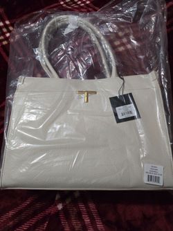 Tahari Delano4 Box Tote Eggshell