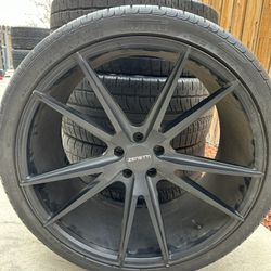 22” Black Rims With Pirelli Tires