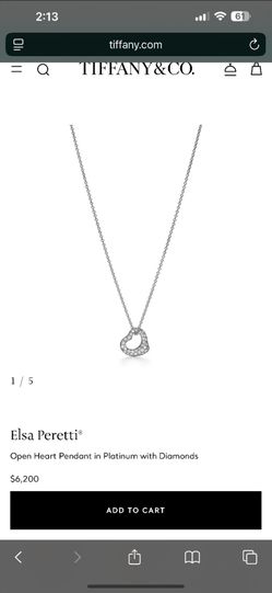 Tiffany's- Elsa Peretti Open Heart Pendant With Pavé Diamonds (Platinum)