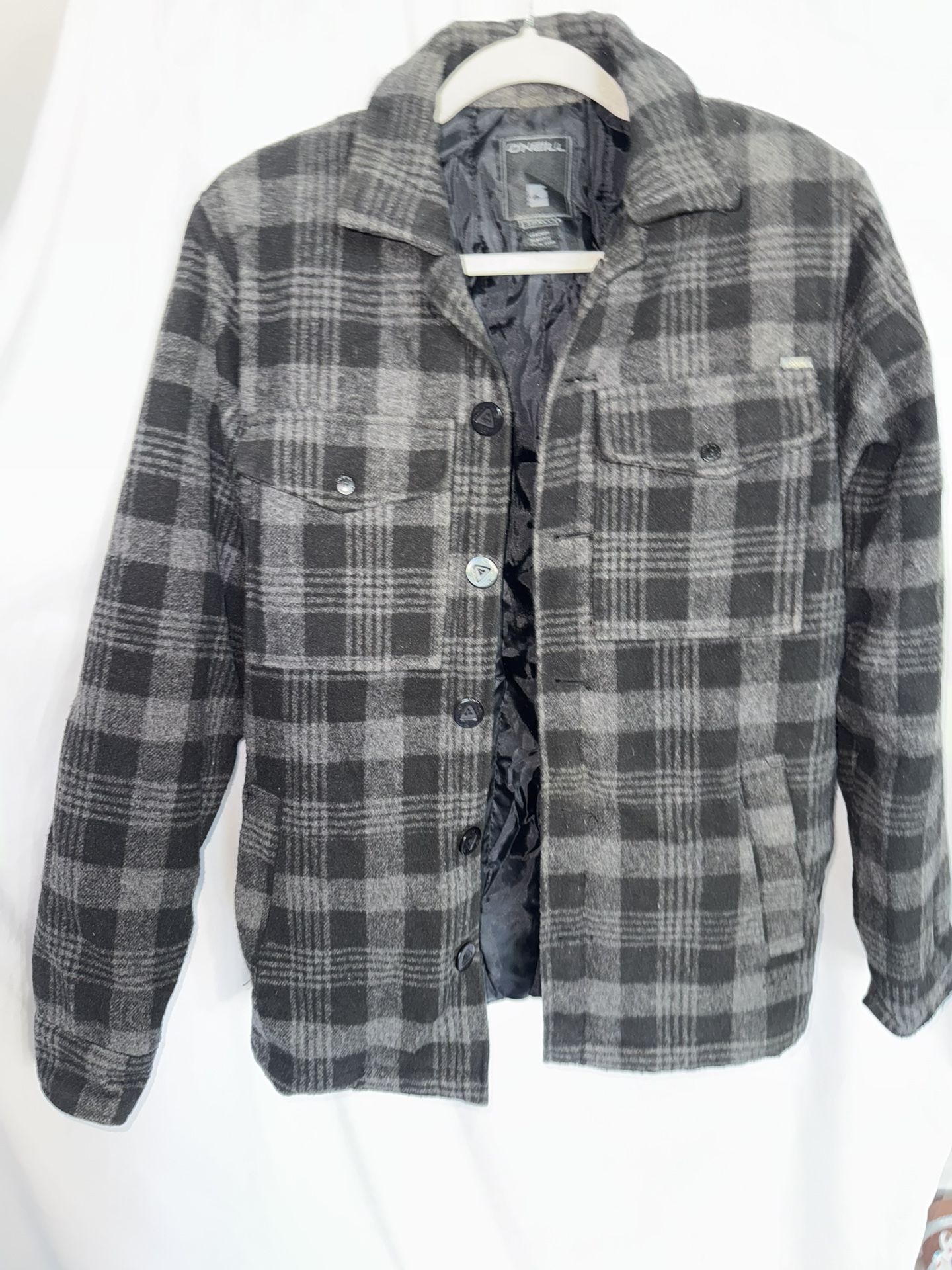 Men’s Plaid Jacket Shirt (Shacket), Grays, Size Small, O’Neill
