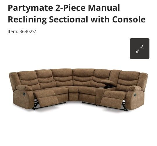 Manual Reclining Sectional Sofa Recliner Couch with Console & Cup Holders