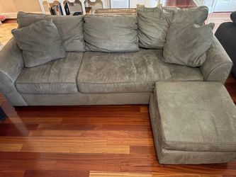 Brown Microfiber Sectional Sofa with Ottoman