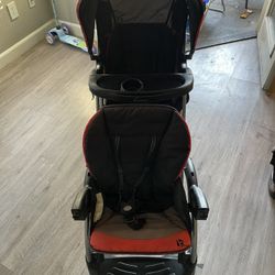 Baby Stroller Sits Two Babies