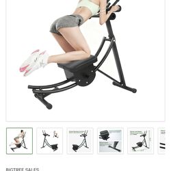 BIGTREE Ab Machine Core Abdominal Trainer Strength Training Crunch Coaster Machine Height Adjustable Black