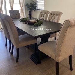 7 Pc Antique Black Dining Table Set Brand New In Box 