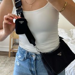 Black Nylon Crossbody Bag Cartera Valise