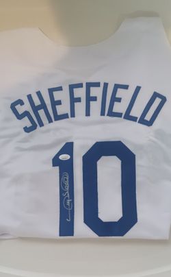 LOS ANGELES DODGERS GARY SHEFFIELD AUTOGRAPHED XL CUSTOM BASEBALL JERSEY WITH JSA/COA