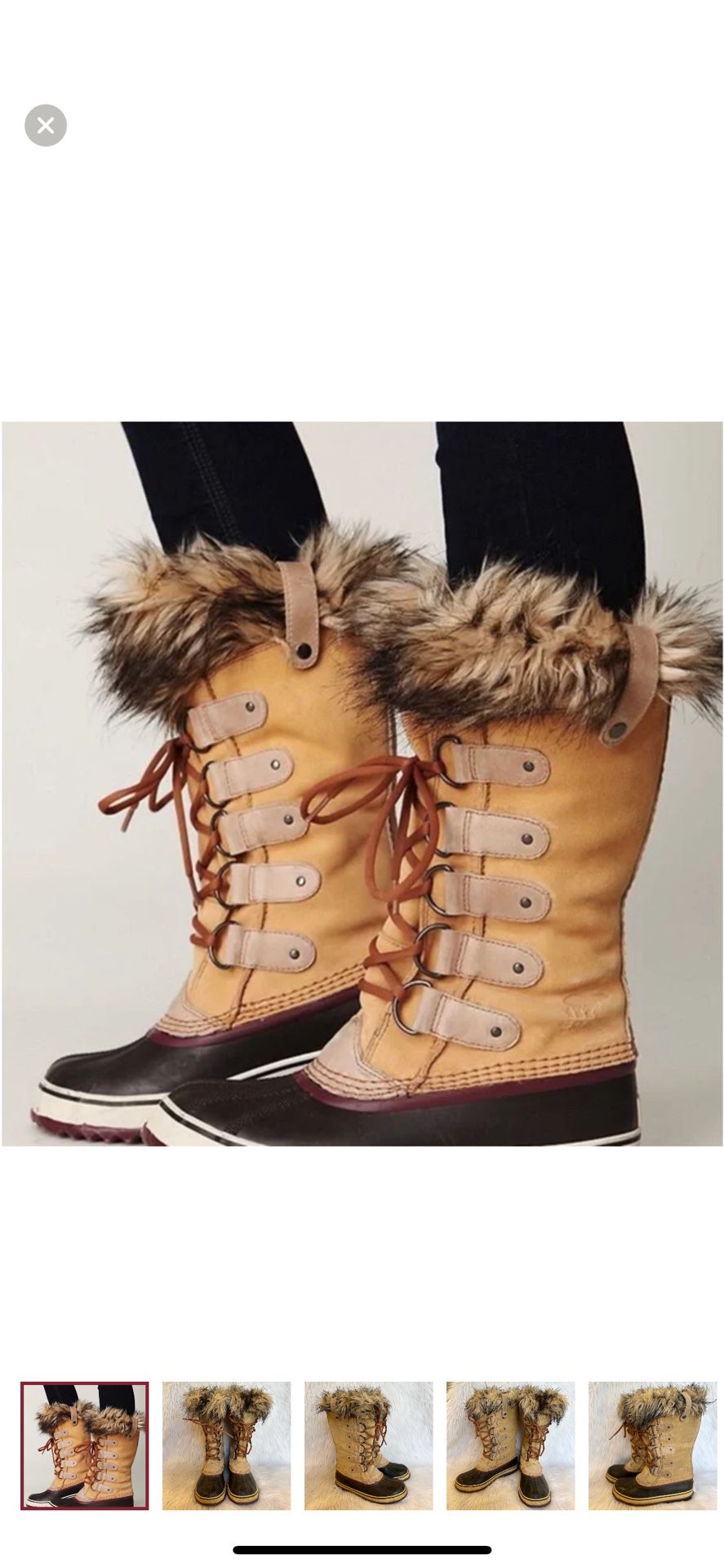 SOREL Joan of Arctic Size 8 Leather Faux Fur Waterproof Winter Boots, NL1540