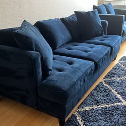 Blue Velvet Sofa+Loveseat