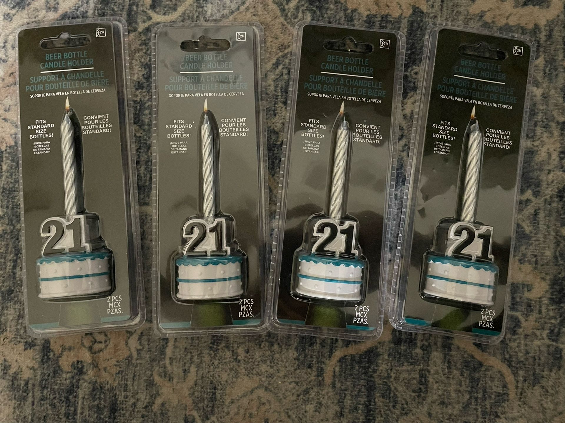 4 Beer Bottle Candle Holder "21"