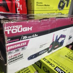 HYPER TOUGH 20V MAX CORDLESS BRUSHLESS  12"IN CHAINSAW KIT BATTERY AND CHARGER NEW 