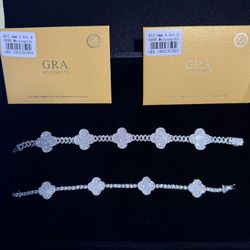 925 Silver Vvs Moissanite Clover Bracelets 