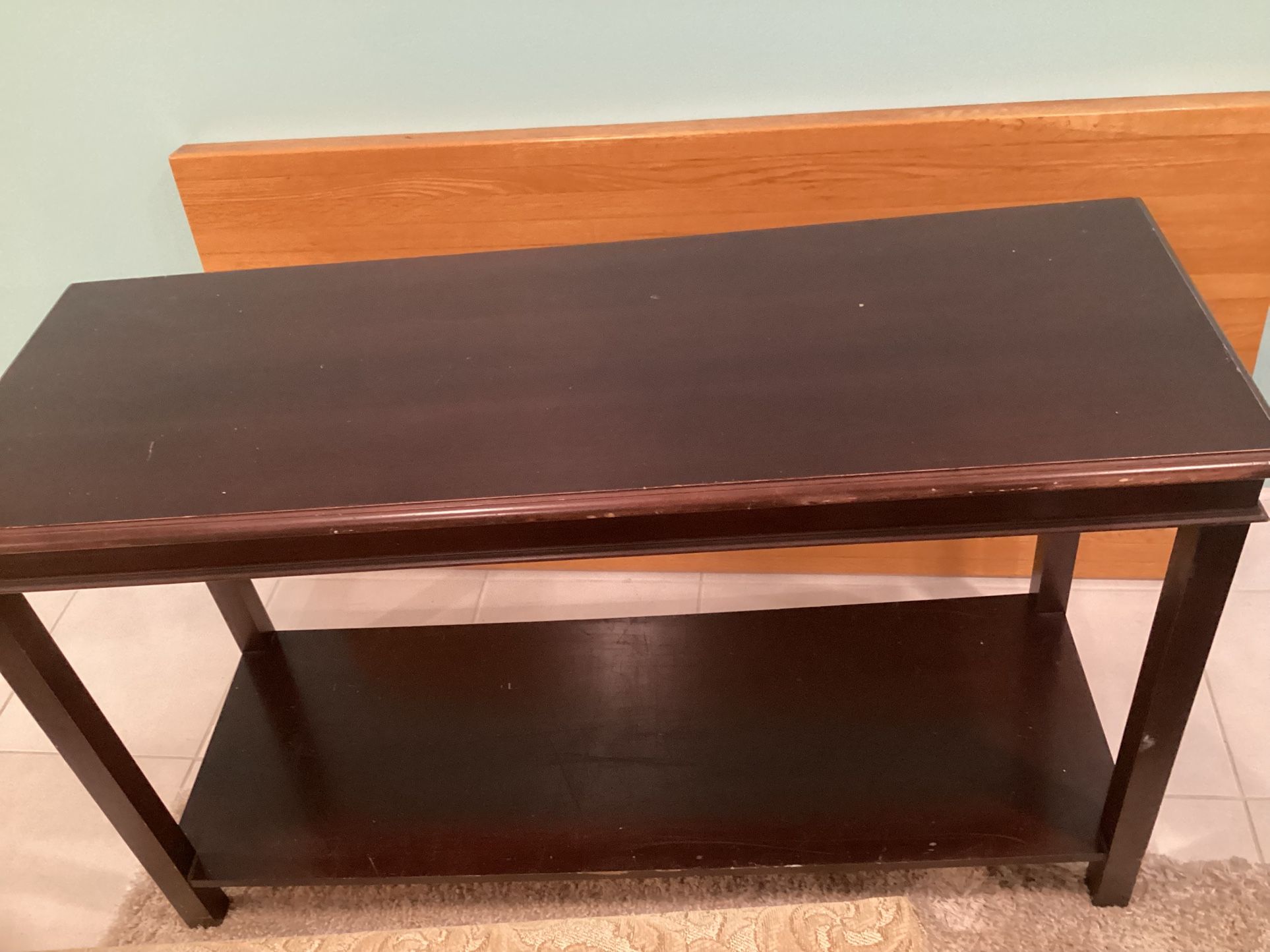 Nice Mahogany Sofa Table With Bottom Shelf Asking $250. Obo