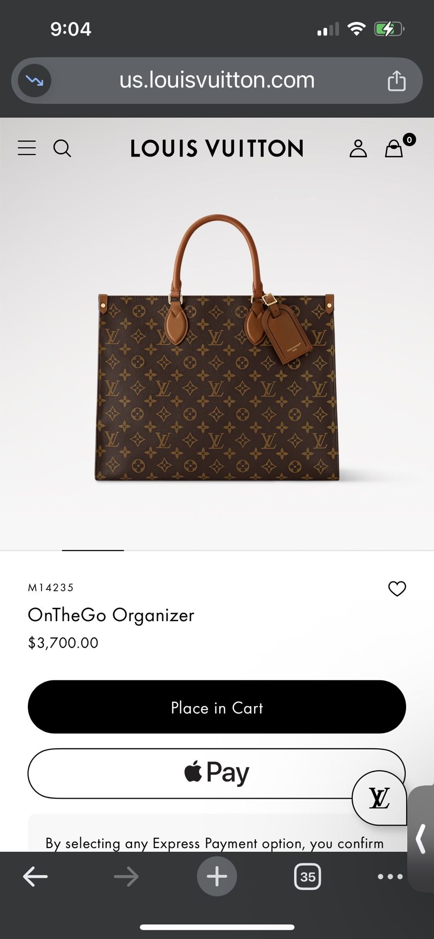 Louis Vuitton Paris On The Go Organizer