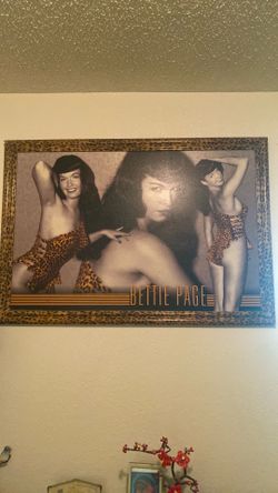 Bettie Page framed cheetah theme picture