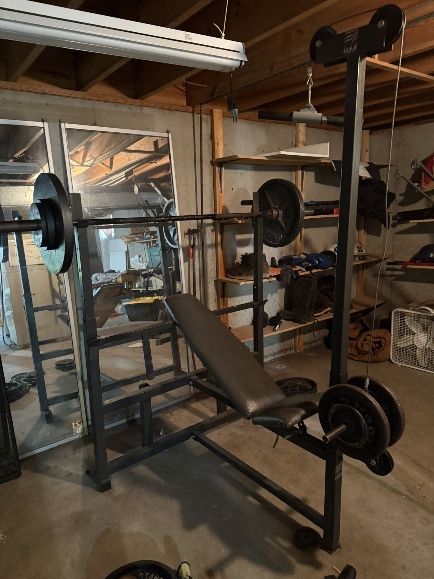 Workout bench and Weights