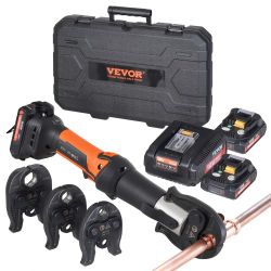 "VEVOR Mini ProPress Tool, 18V Electric Pipe Crimping Tool for 1/2"", 3/4"", 1"" Copper Pipes, Press Tool Kit with 3 Pro Press Jaws, 2pcs 18V 2AH Batt