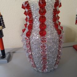 Beautiful Red And White Vase With Lights Inside 